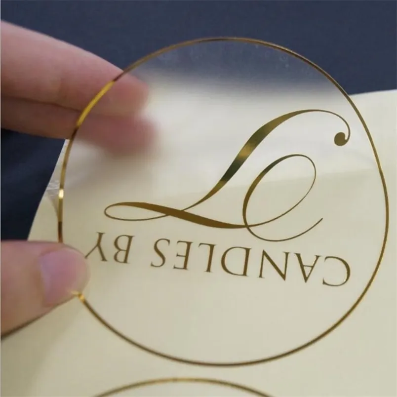 Personalisierte Goldfolienaufkleber für Hochzeitsgeschenke, individuelle Namensetiketten für Unternehmen, transparente Etiketten D220618
