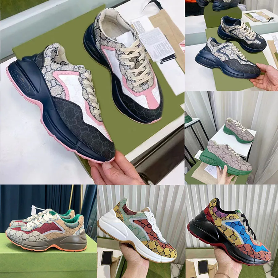 Zapatillas de deporte de diseñador Rhyton Zapatos casuales Marca Vintage Zapato de plataforma Hombres Mujeres Multicolor Daddy Sneaker Año nuevo Personalización Runner Trainers