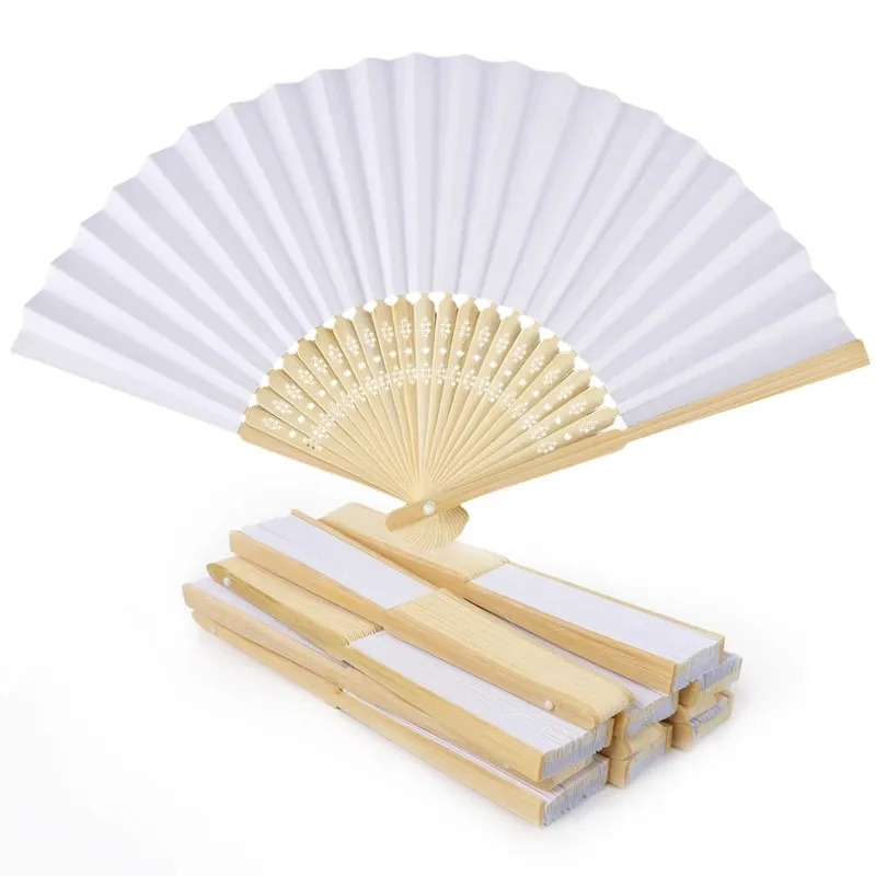 Blanc Pliage Elegant Party Decoration Paper Hand Fan Wedding Party Favors Mariage Dance 21cm