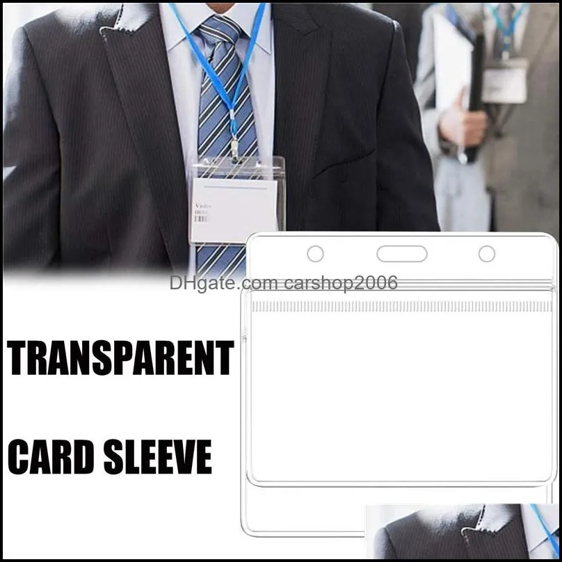 4x3 inch name id badge health record card holder passport case files with clip cards protector clear plastic reusable waterproof business 4*3 inches pvc