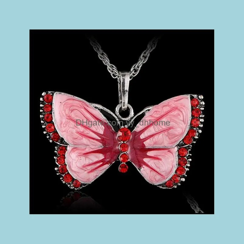 Vintage Butterfly Pendant necklace for women Girl dress Clothing Costume Jewelry animal necklace