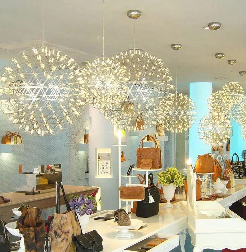 Kolye lambaları Nordic Ball Restoran Kıvılcım Paslanmaz Çelik LED Avize Yaratıcı Merkezi Yıldızlı Mühendislik Chandelierpendent