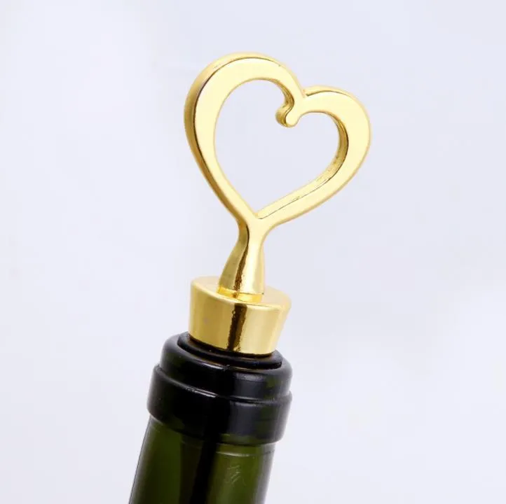 Gold Wine Opener Stopper Love Set Gift Box Elegant Heart Shaped Bottle Openers Corkscrew Champagne Valentines Wedding Souvenir Gifts Party Favor SN6399