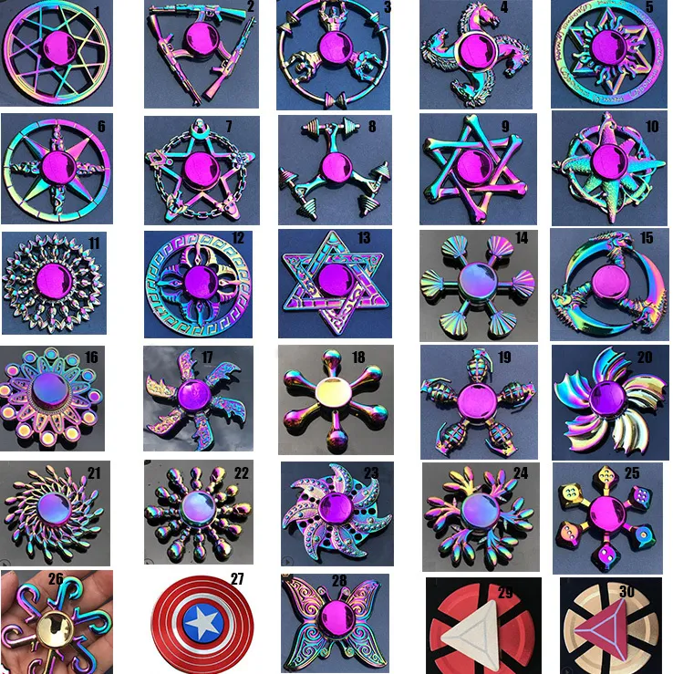 Decompression Toy rainbow Metal fidget spinner star flower skull dragon wing Hand Spinner for Autism ADHD Kids adults antistres Toy