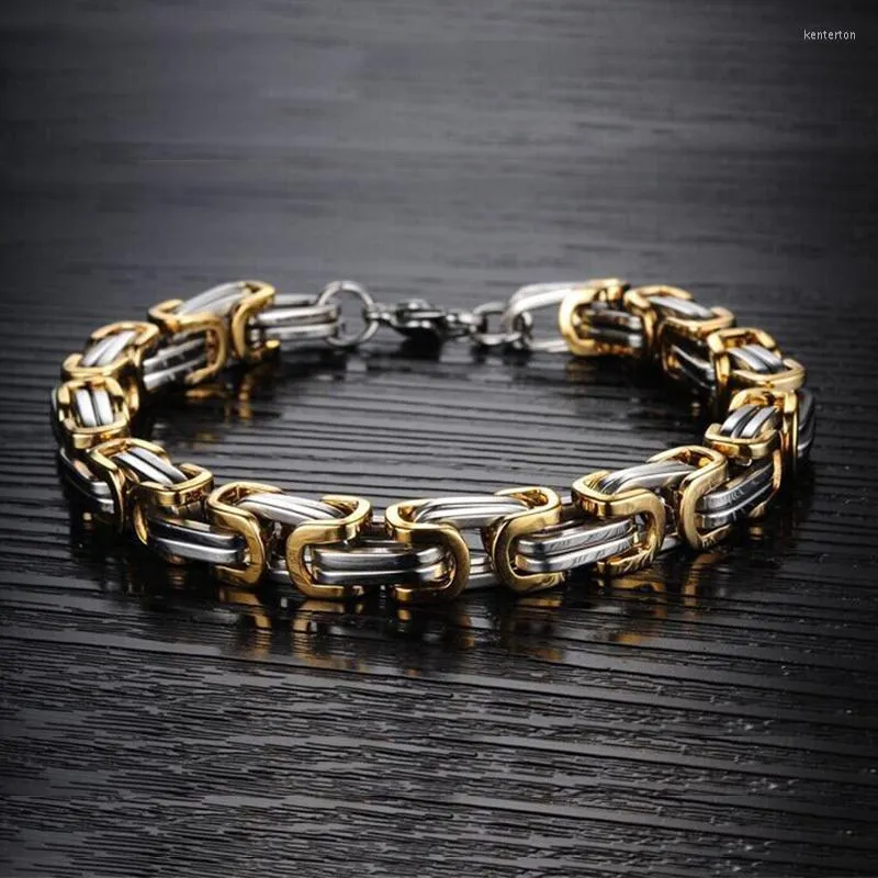 Link Cadeia Byzantium Bracelets para mensagens de aço inoxidável de aço inoxidável Chian Bracelet na mão Acessórios masculinos de jóias manuais simples Kent22