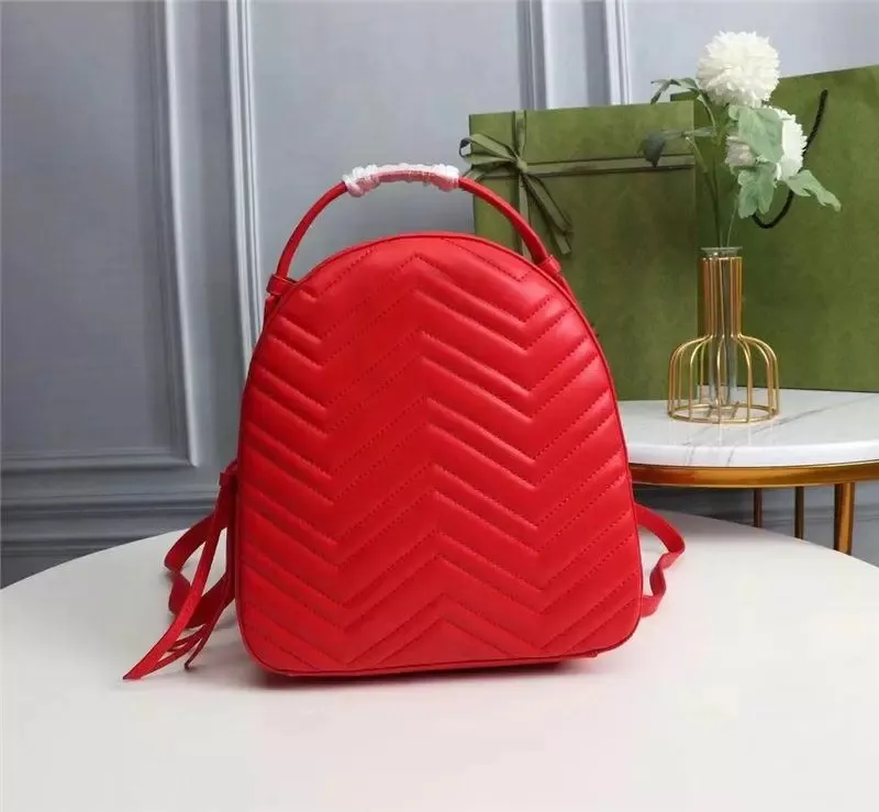 Designer Bags Luxury Backpack Matelasse Marmont 476671 Daypack Leather Red Fashion Women Week Backpacks