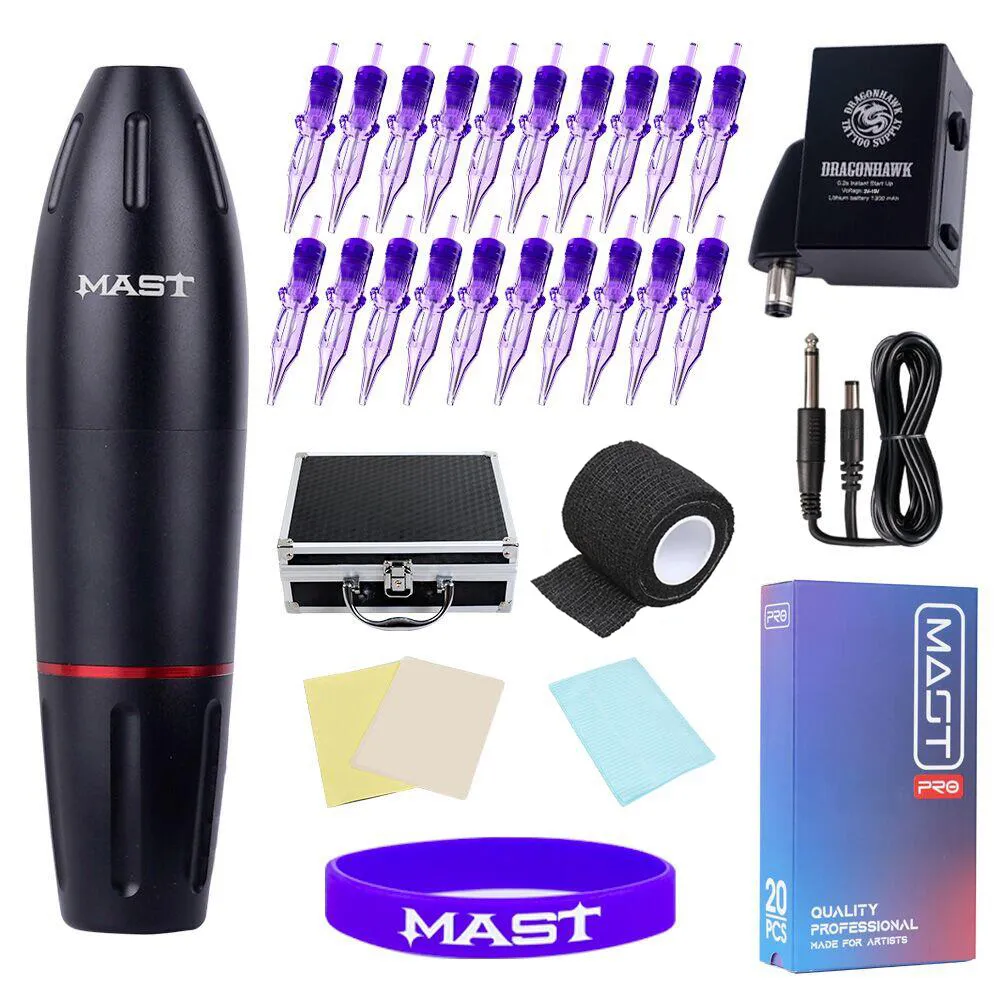Dragonhawk Wireless Tattoo Kit Mast Pen Machine Mast Pro Cartridge