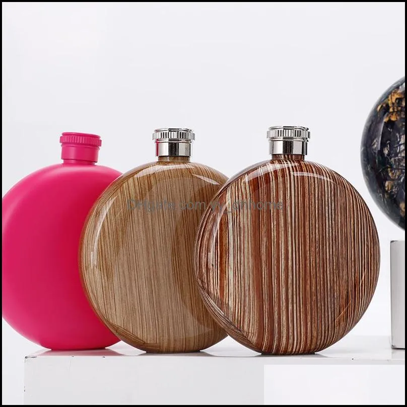 stainless steel round hip flasks outdoor portable 5oz colorful women wine bottles mini pocket flagon whisky hip flasks vt1824