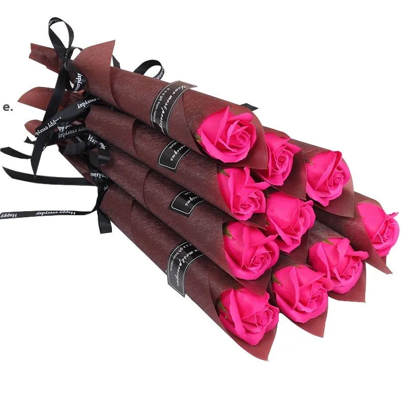 Unique Tige Artificielle Rose Oeillet Bain Parfumé Savon Lumineux Rose Préservé Bouquet De Fleurs De Mariage Saint Valentin Fête Des Mères RRE13591