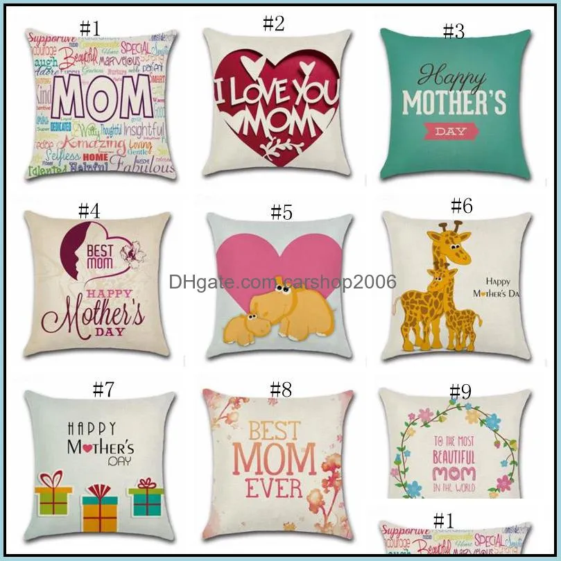 pillow case mother`s day decorative pillows cover linen sofa cushion covers with zipper closure home decor 18 designs wholesale
