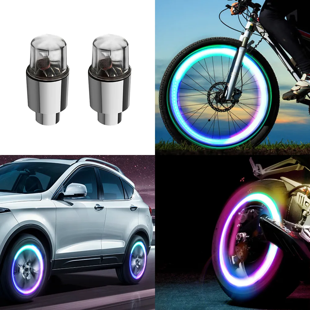 1 زوج من الدراجة النارية العجلة الساخنة يتحدث الضوء LED دراجة النيون صمام الصمامات ضوء السيارة أغطية الإطارات