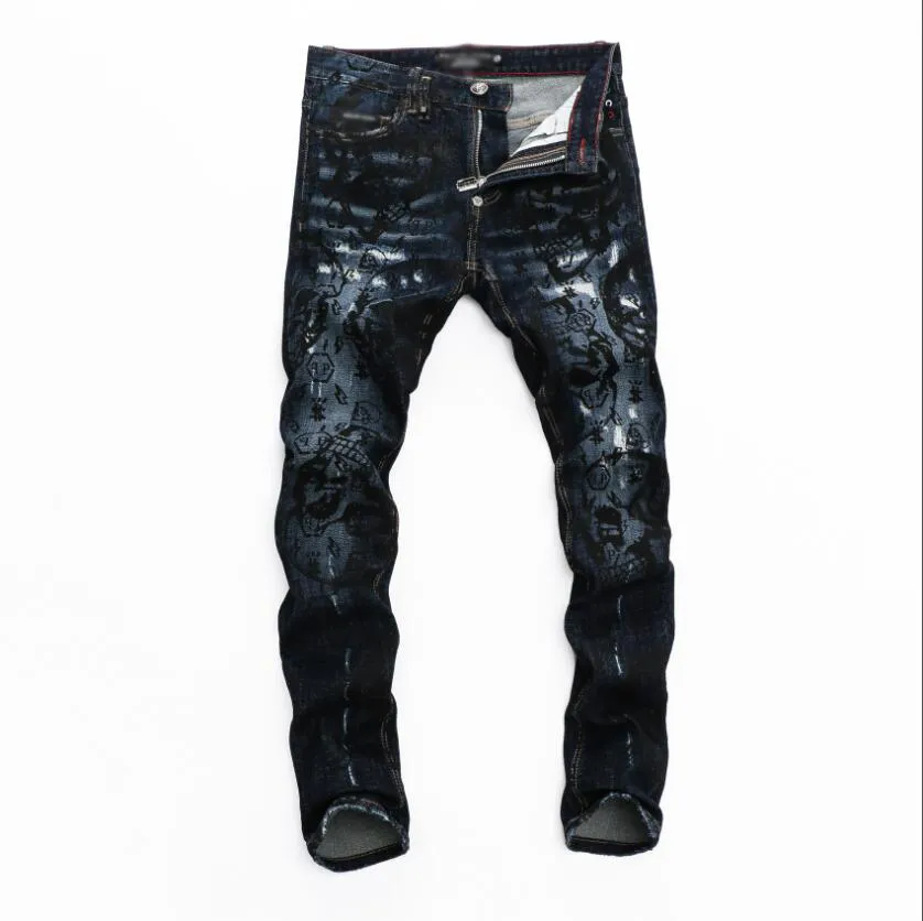 Jeans firmati da uomo Star High Elastics Distressed Strappato Slim Fit Motociclista Denim per pantaloni neri moda uomo # 703