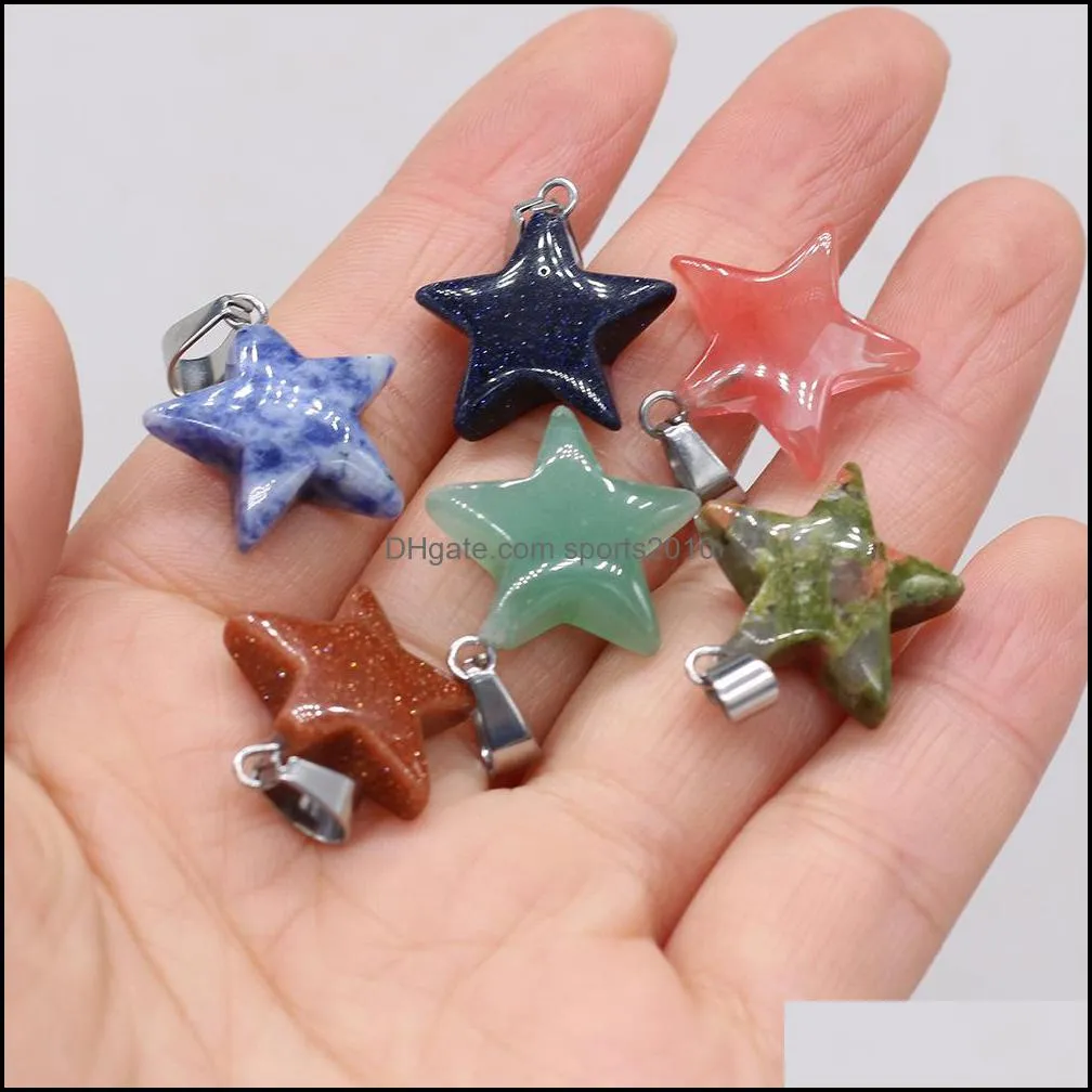 natural crystal five point star shape stone charms handmade pendants for necklace earrings jewelry making sports2010