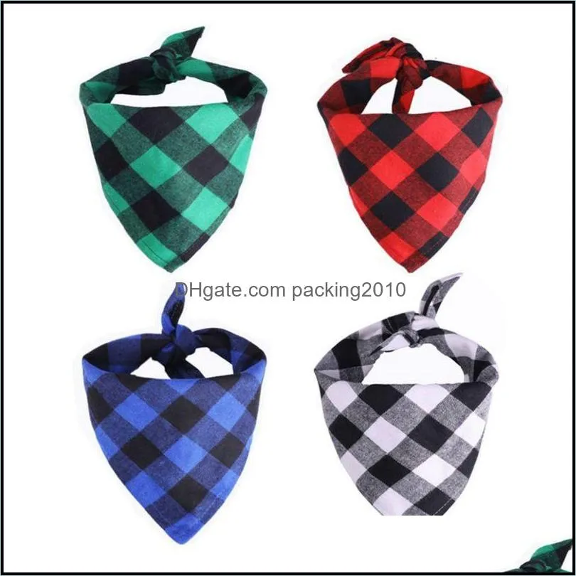 Other Dog Supplies Pet Home Garden Cat Plaid Triangle Bibs Scarf Double-Cotton Printing Kerchief Set For Medium Size Dogs Cats 2 Pcs Drop