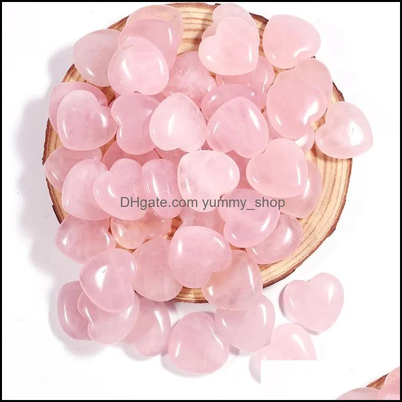 natural pink crystal stone ornaments carved 20*8mm heart chakra reiki healing quartz mineral tumbled gemstones hand home decor