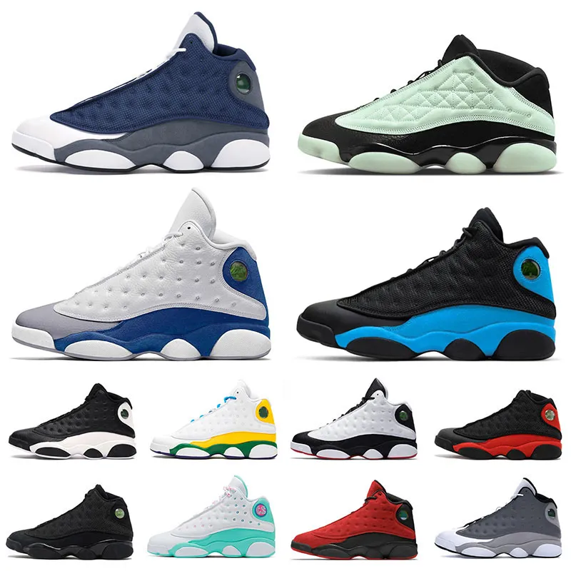 Buty do koszykówki Jumpman 13 13s Męskie damskie Autentyczne francuskie niebieskie barony Alternate Single Day Niskie wysokie trampki XIII Flint Black Cat Odważne niebieskie trampki Island