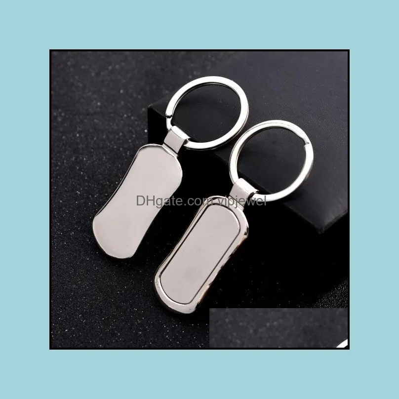 stainless steel metal blank keychain fashion geometry shape pendant keyring holder for men car key chains a142z