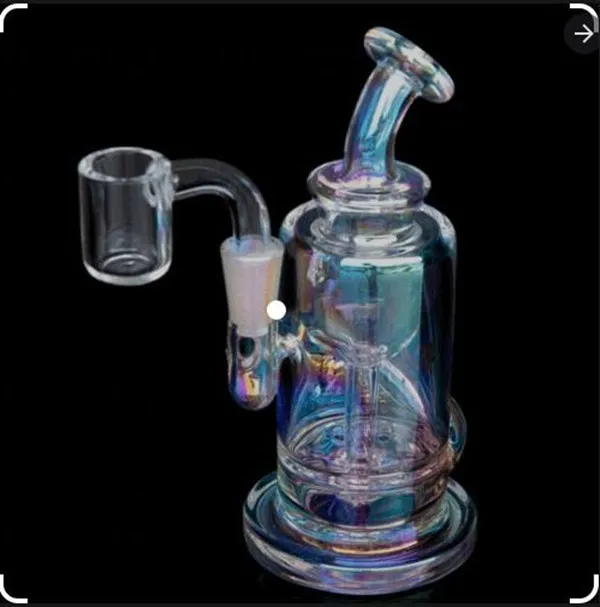 6.3inchs Smoke Water Pipes Hookahs Rainbow Glass Bong Recycler Oil Rigs Dab Water Bongs With 10mm Glasses Banger