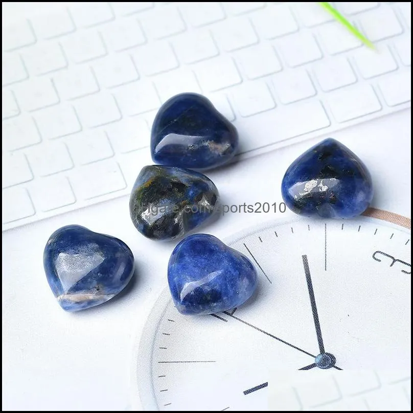 random color mini 15mm love heart statue natural stone carving home decoration crystal polishing gem sports2010