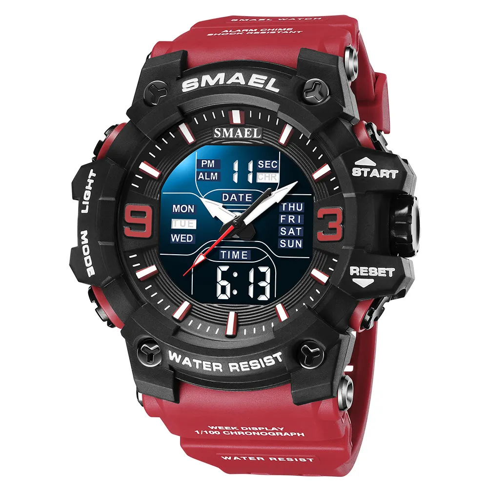 Smael 2022 Sınır ötesi yeni su geçirmez spor saat erkeklerinin çok fonksiyonlu aydınlık havalı elektronik saat hediyesi