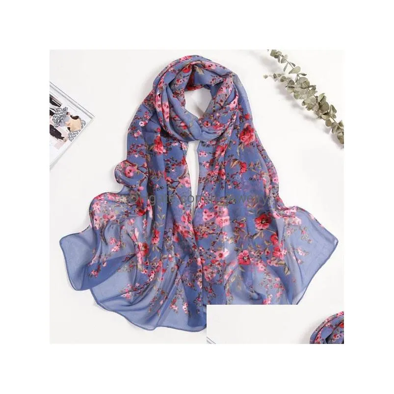 summer women slik scarf sunscreen chiffon colorful shawl wraps florals scarf thin beach scarves