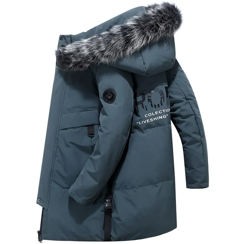 -40 Celsius Deep Winter 80% weißer Entenjacke Männer echtes Pelzkragen verdicken Outwear wasserdichte Long -Down -Mantel -Männer Overmantel 201128