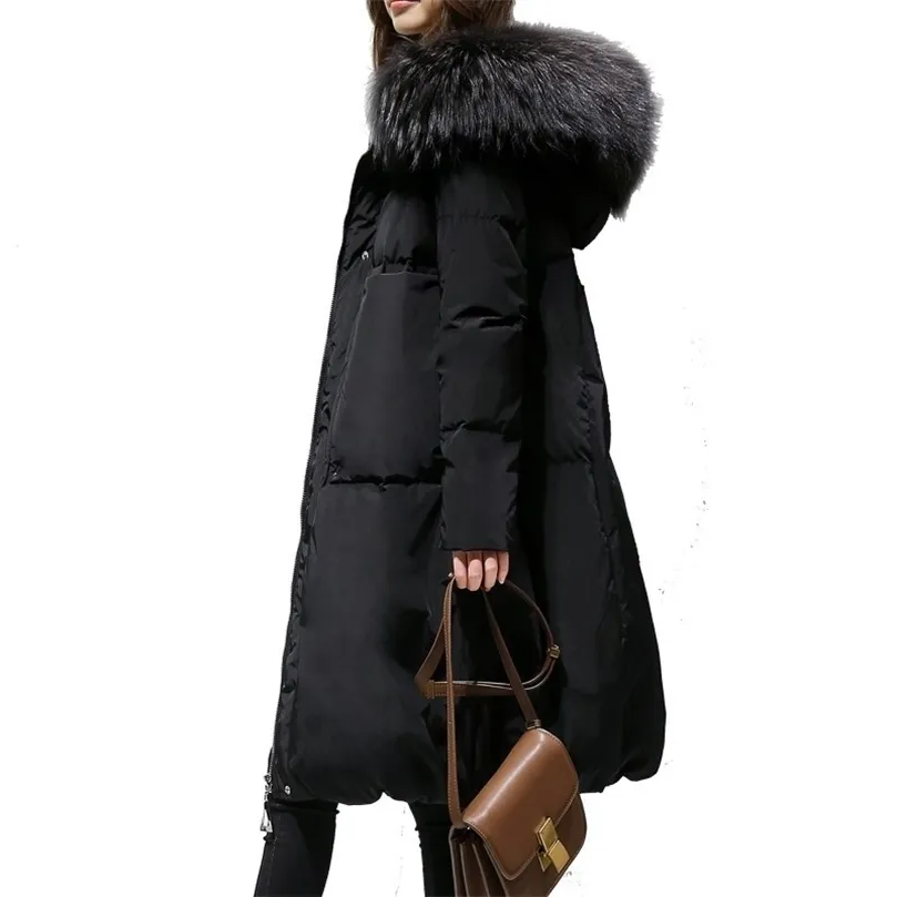 여자 재킷 다운 재킷 여성 겨울 겨울 미드 길이 대형 6xlwinter 코트 여성 큰 모피 칼라 빵 재킷 201127