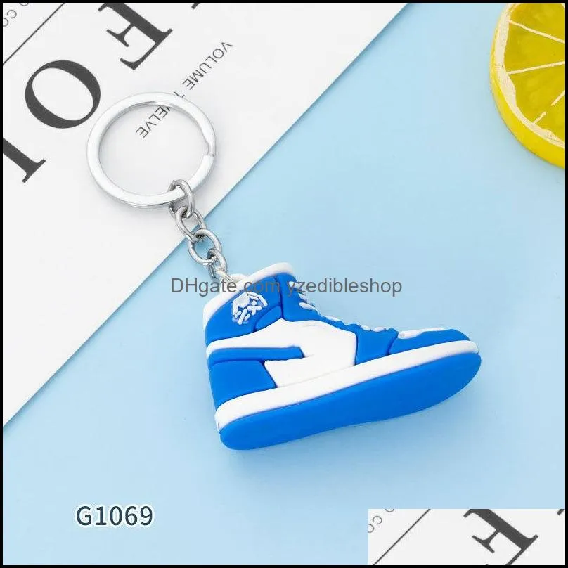 2022 Hot selling New style Stereo sneakers keychains button pendant 3D mini basketball shoes model soft plastic decoration gift key