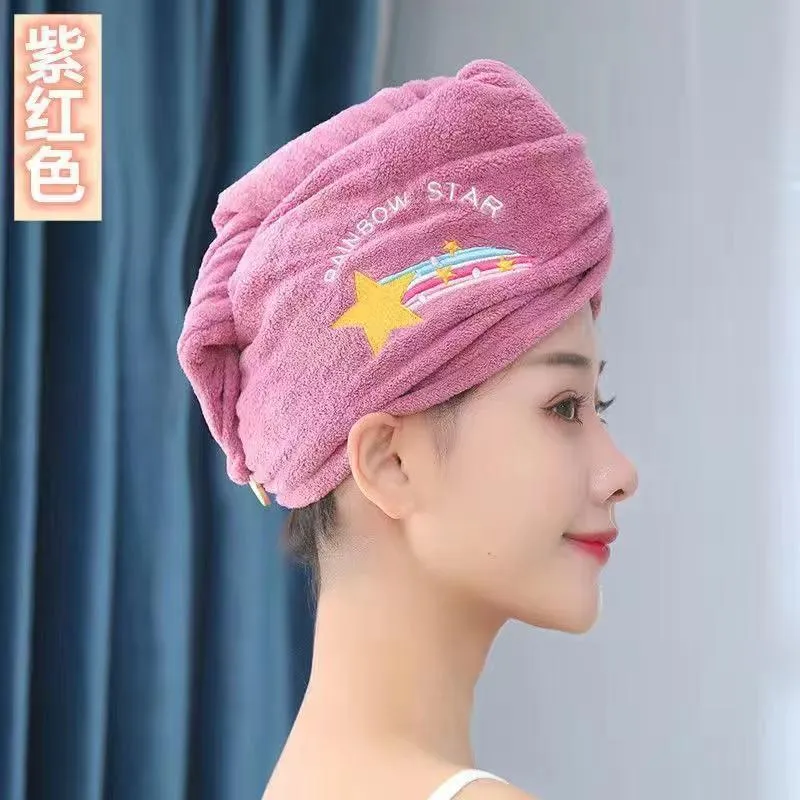 Women Girl`s Magic Microfiber Shower Cap Towel Bath Hats for Woman Dry Hair Caps Quick Drying Soft Lady Turban Head 20220422 E3
