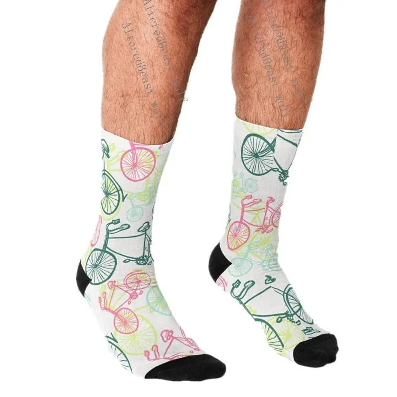 Chaussettes pour hommes Funny Men's Bicycle Mountain Biker Pattern Imprimé Hip Hop Men Happy Cute Boys Street Style Crazy For MenMen's