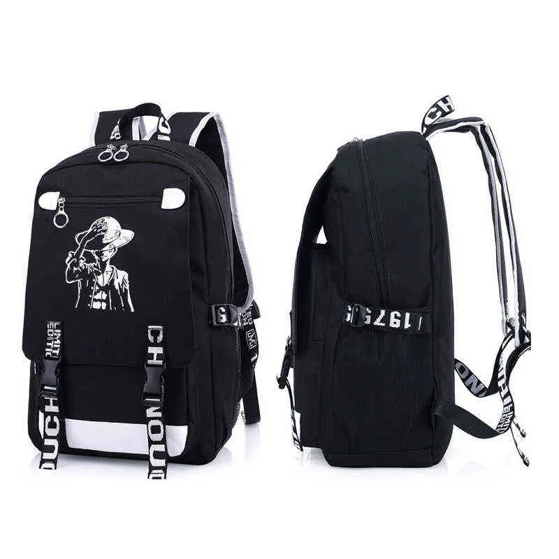 Luffy One Piece Anime Backpacks High Quality Unisex Cartoon Bags Teenagers Mochila Laptop Backpacks Double Shoulder Bag