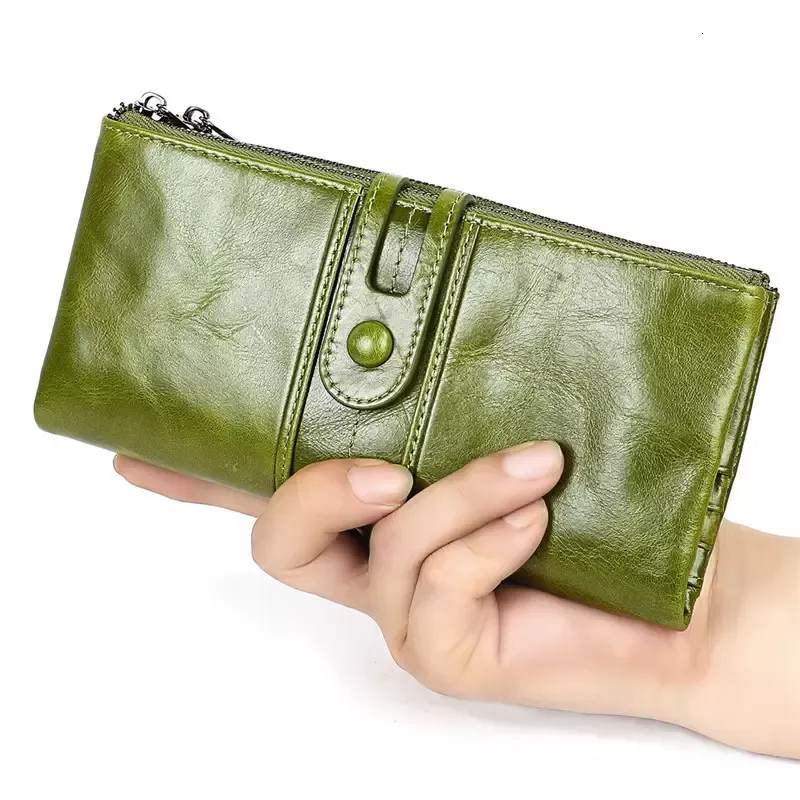 Nouveau Design femmes pochette portefeuilles en cuir véritable mâle femmes Long portefeuille fermeture éclair porte-monnaie porte-monnaie argent téléphone sac RFID portefeuille