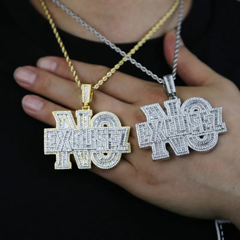 Iced out lettre No excusez pendentif fit chaîne cubaine collier pour femmes hommes style punk hip hop bijoux drop ship