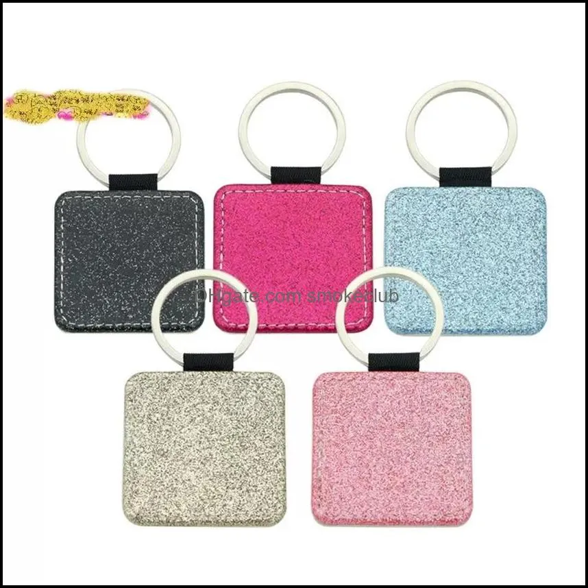 Keychains Glitter One Side Keychain Sublimaion Blanks Customize Pendant Multi Color Keychains Wholesale A02