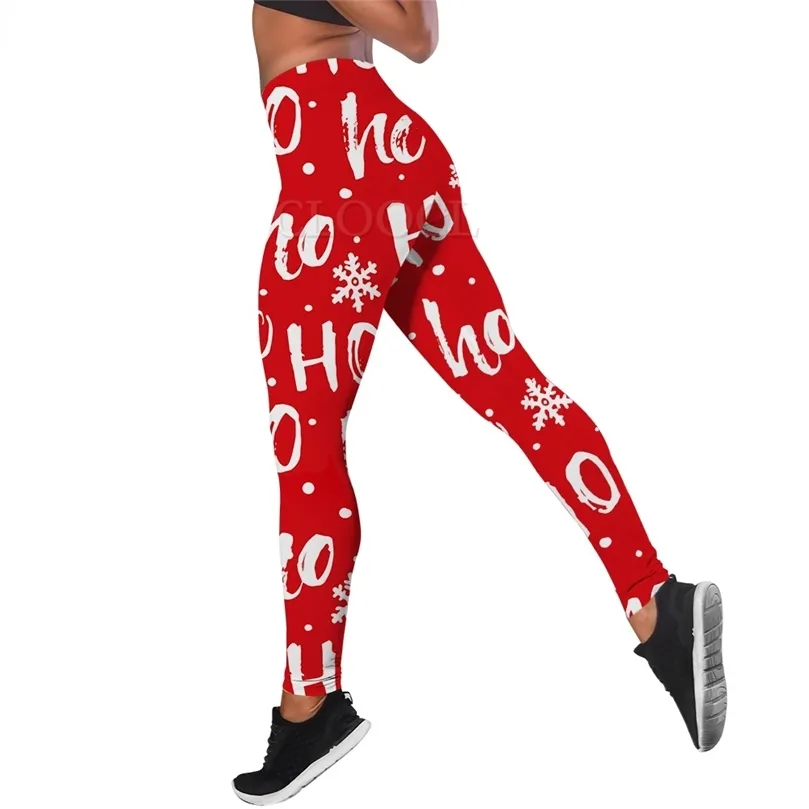 Leggings da donna Natale HO stampato elasticità a vita alta Legging femminile per pantaloni da jogging casual da strada all'aperto W220616