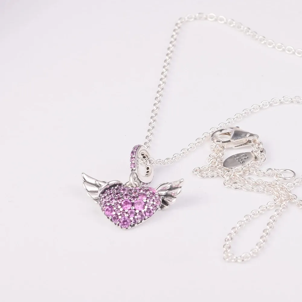 Pavé Heart & Angel Wings Necklace – Shop Pandora Jewelry