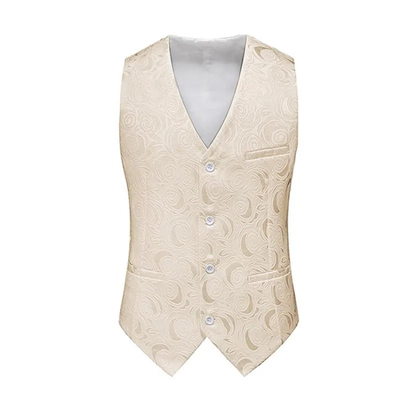 Men's Suits & Blazers Classic Style Printing Man Vest V Champagne Collar Waistcoat Business For Wedding Groomsmen