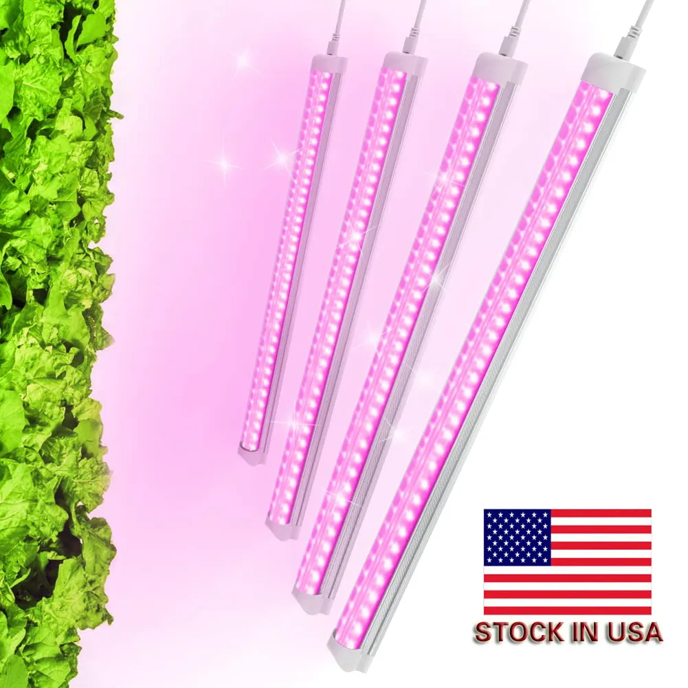 Jesled LED Grow Light 2 ft Full Spectrum LEDS Fixture 20W High Output Plant Lighting Fixture Timing solljus ersättning Growing lampor för inomhusväxter 16-pack