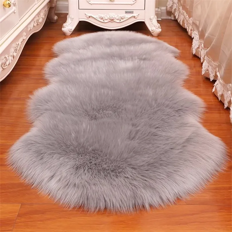 Urijk Super Soft Sheepskin Rug Carpet Indoor Modern Silky Fur Rugs Bedroom Floor Mat Baby Nursery Rug Children Carpets T200111