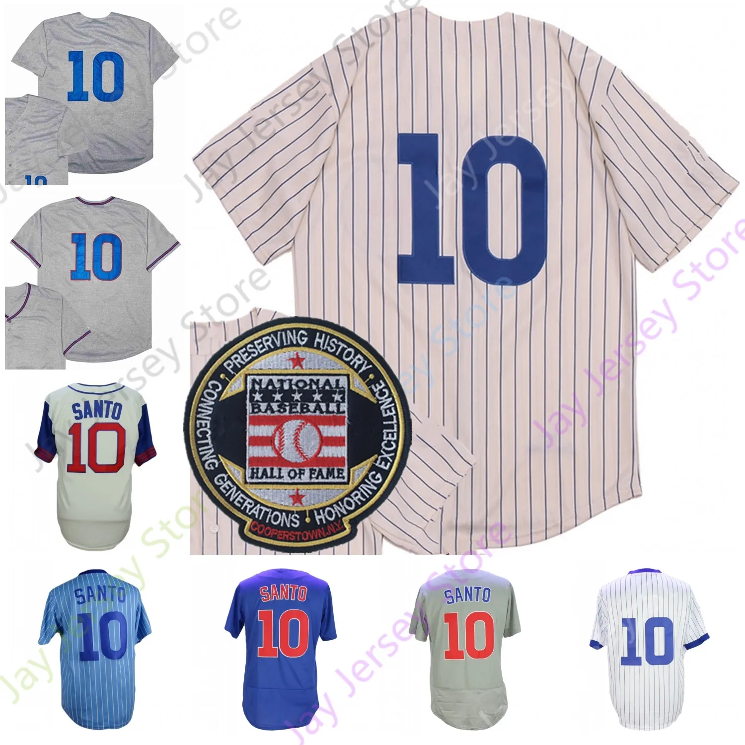 Ron Santo Jersey Vintage 1929 Krem 1968 Gri 1969 Pinstripe Beyaz Bebek Mavi Krop Salonu Şeref Yama Erkekler