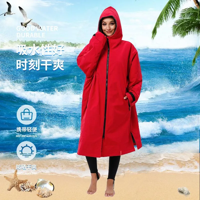 Trenchs de femmes manteaux adultes et adolescents sweat à capuche imperméable sur manteau sec combinaison humide robe à langer avec doublure en microfibre pour femmes