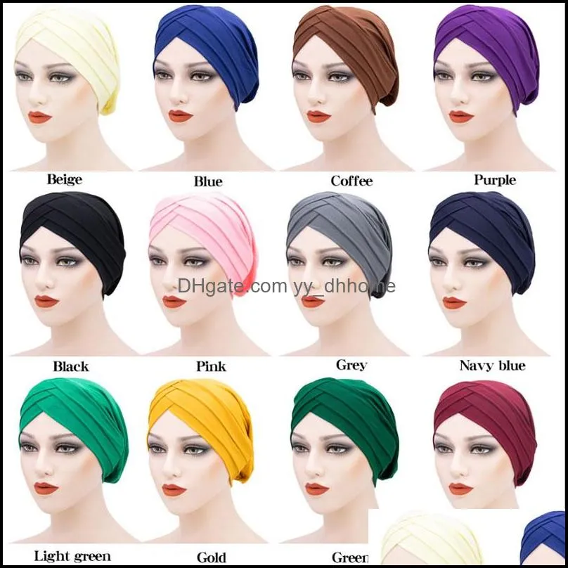 Beanie/skl kepsar hattar hattar halsdukar handskar modetillbehör kvinnor lady stretchy turban cross beanie hatt head wrap fast c dh9wl