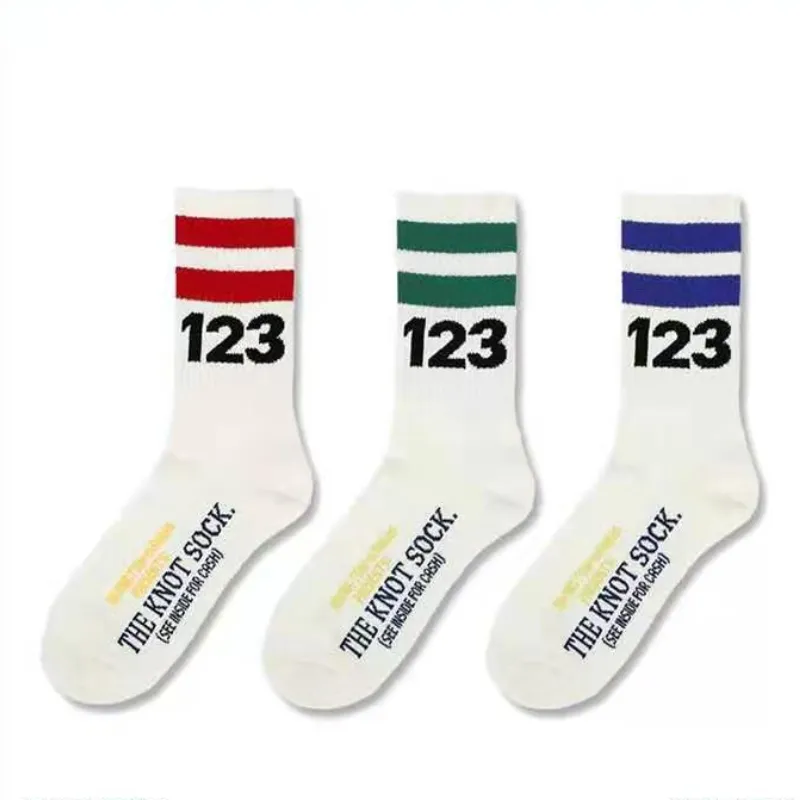 Men's Socks New RRR123 Numbers Letters Pattern Color Matching Cotton Socking for Men and Women High Street