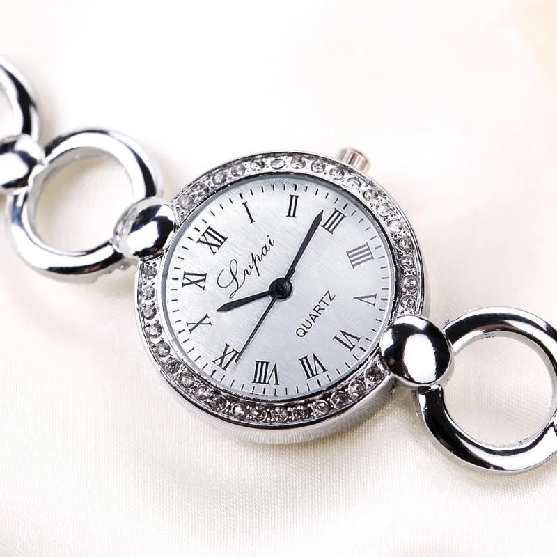 손목 시계 여성 팔찌 시계 고급 패션 스테인리스 스틸 소형 석영 시계 시계 간단