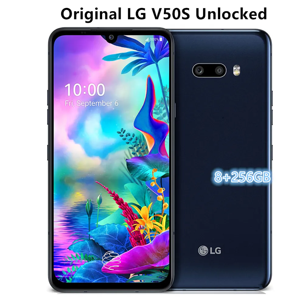 Original LG V50S ThinQ 5G 6.4 Inches 8GB RAM 256GB ROM phones 32MP Dual Rear Camera LTE Single SIM Fingerprint Unlocked Cellphone 8pcs