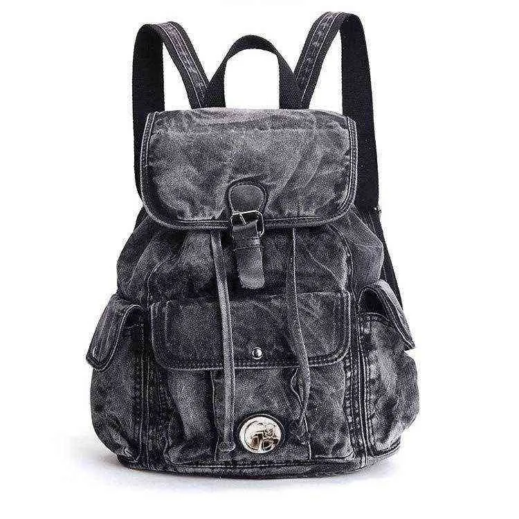 NXY School Bag's Backpack Denim Daily Vintage S For Women Designer Travel Bag Rucksack Casual Woman Mochila 220802