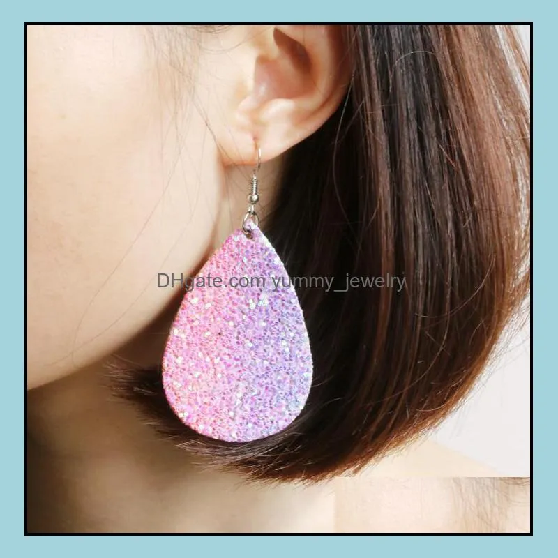 Stud Jewelryfeather Printed Leopard Print Teardrop Earrings Faux Leather Water Earring Mixed Colors Drop Delivery 2021 Bzrr8
