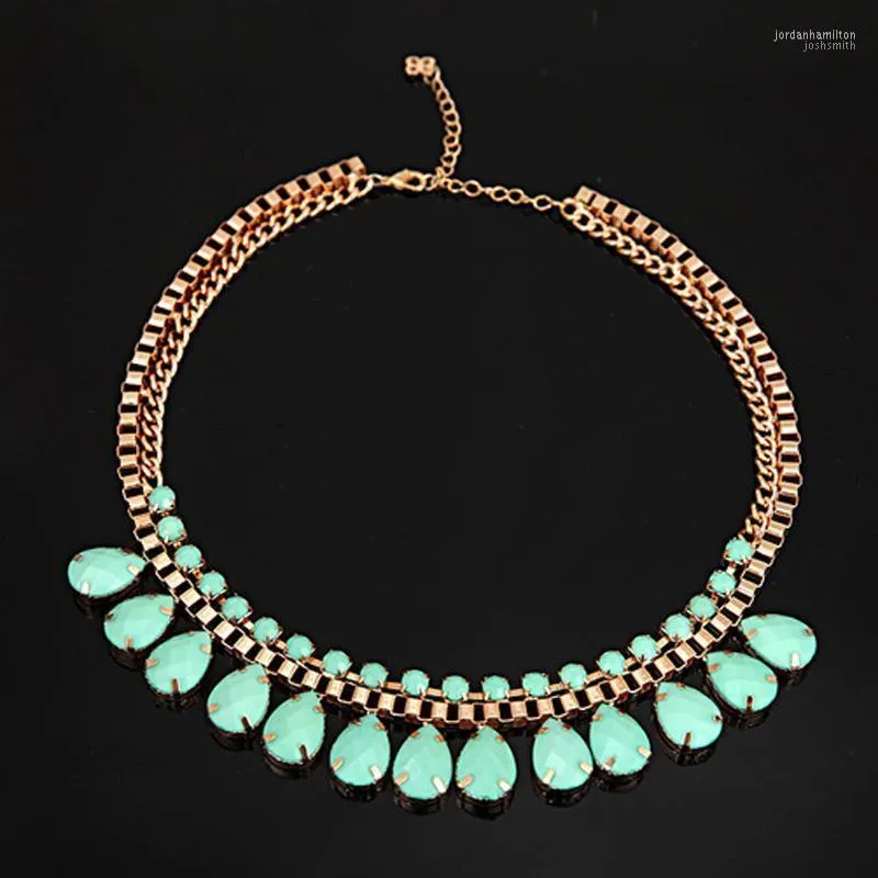 Fabricantes da Euramericana Ity Bohemia Big Black Women Chain Gree Gree Green Gem Crystal Pingente Colar para #N0391