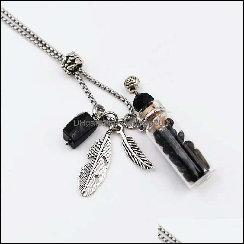 pendant necklaces 1pcs refillable handmade  oil crystal glass bottle necklace diffuser perfume sweater chain