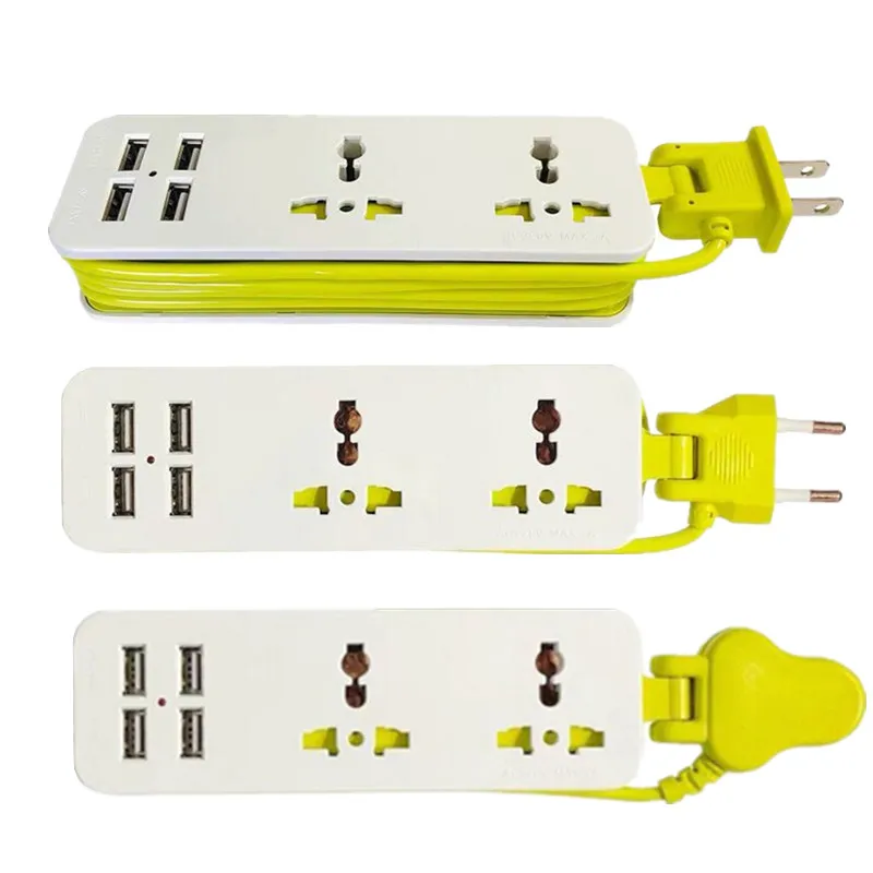 Адаптер питания EU Eu Strip с 4 USB -портативным разъемом US UK Plug Plug 1,5M Кабельный зарядное устройство для смартфального телефона.